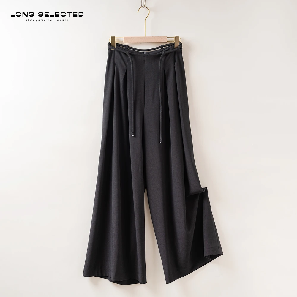 A51高级感满满纯色抽绳超显瘦休闲百搭阔腿裤2550