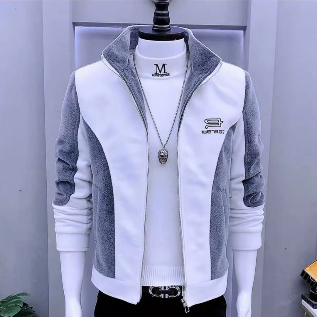 2025冬季新款高品质水貂绒外套男潮流修身百搭气质轻奢加绒夹克男