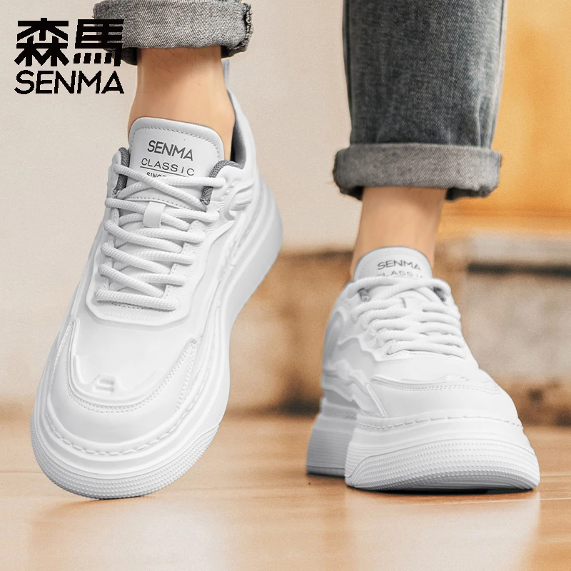 森马男鞋春季时尚厚底轻便休闲百搭小白鞋复古风厚底增高男士板鞋
