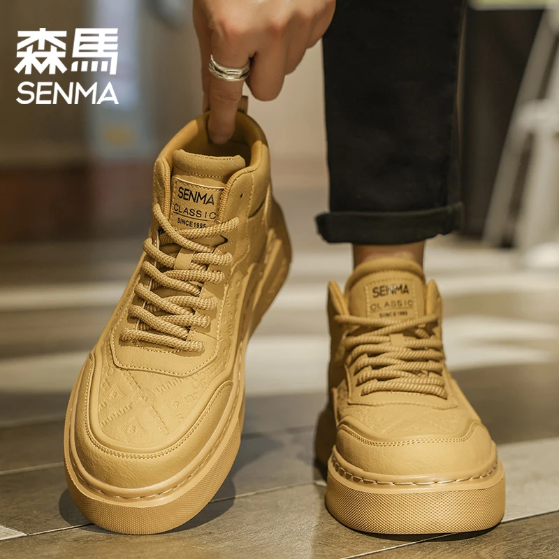 森马男鞋春季厚底增高百搭休闲鞋新款复古高帮学生小白鞋运动板鞋
