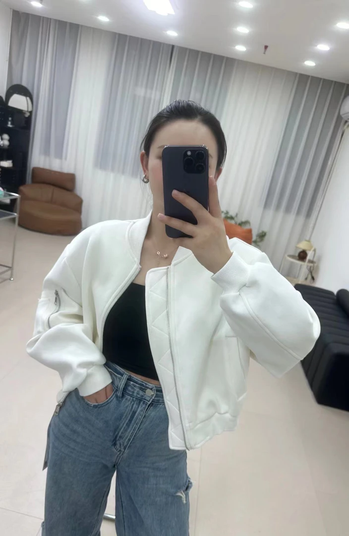 现货1657上衣女外套时尚休闲百搭女士纯色短款白色