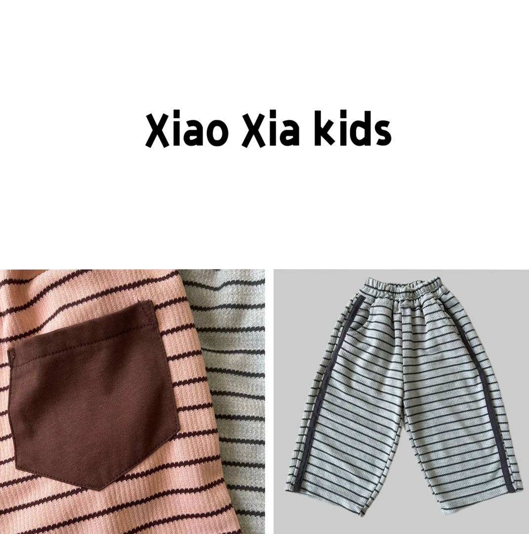 现货1262儿童裤子男童春秋宽松直筒条纹针织裤中大童时尚