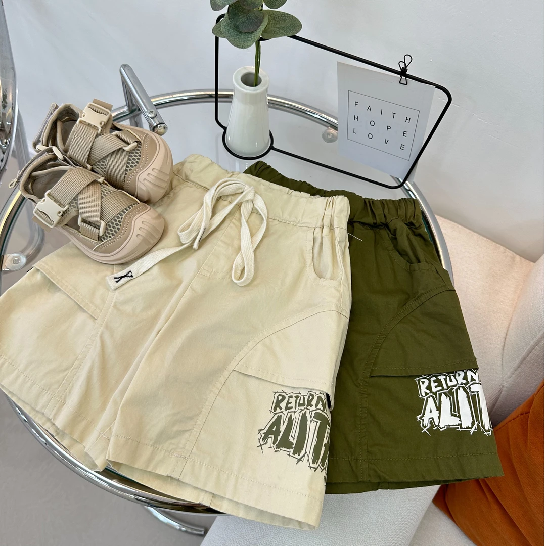 4565短裤韩版儿童夏季百搭印花棉布夏款纯色男童中大童休闲裤子