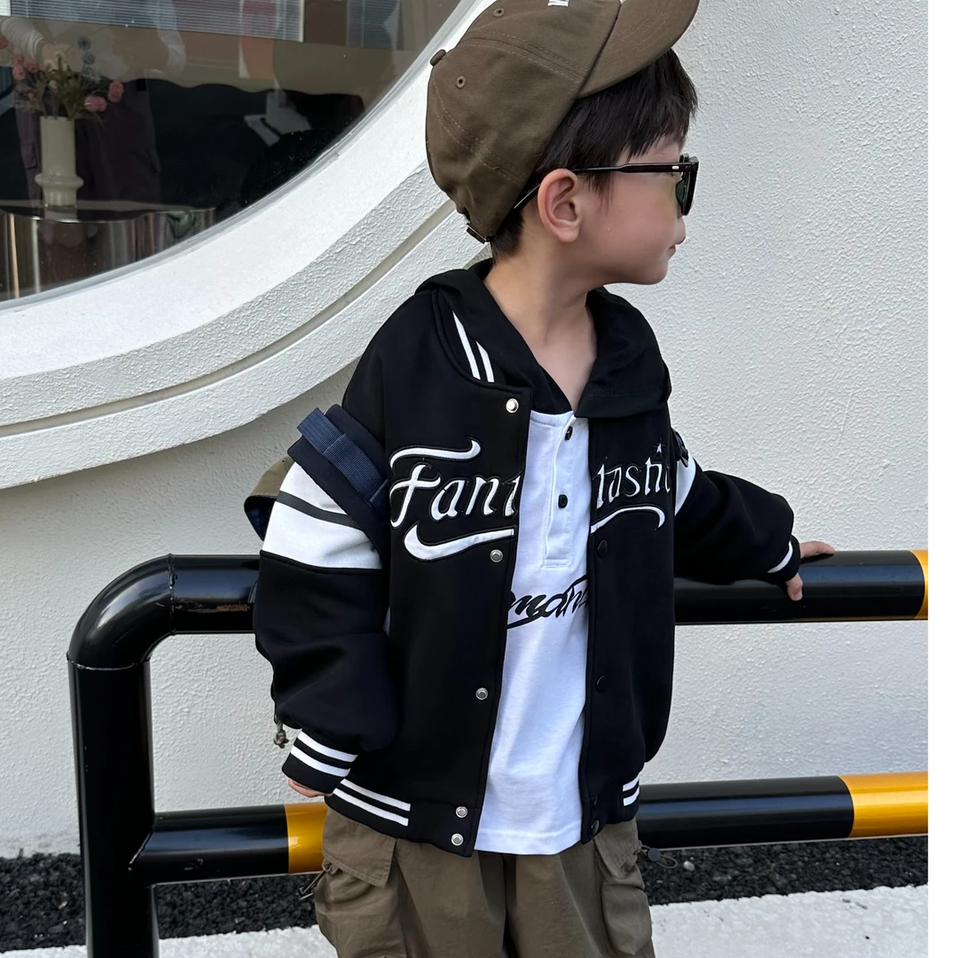 4754儿童外套秋款韩版时尚刺绣单排扣男童中大童2023新款棒球服