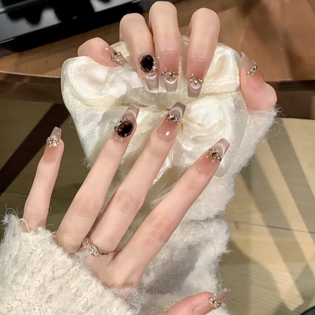 【黑桃皇后】纯手工穿戴式美甲贴纯欲渐变爆闪钻穿戴甲指甲贴片甲片