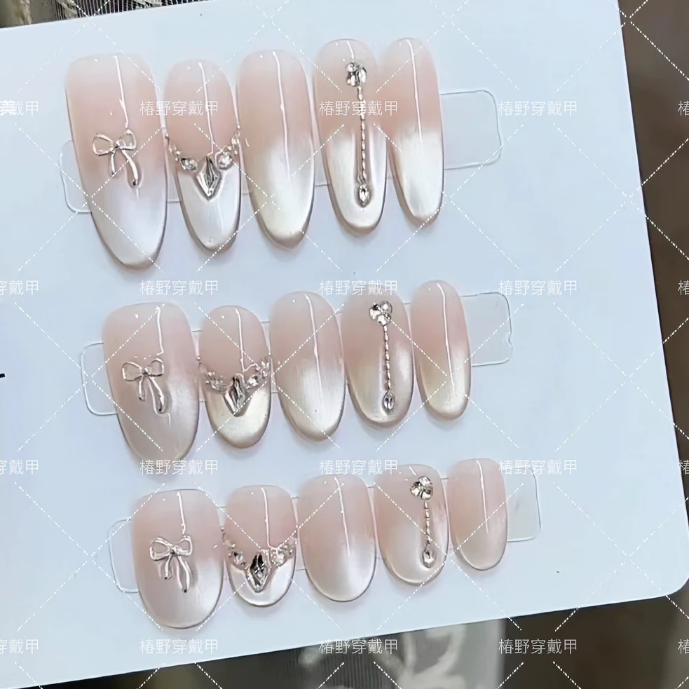 【月光闪烁】纯手工美甲穿戴甲甜美温柔渐变果冻胶穿戴式美甲片指甲