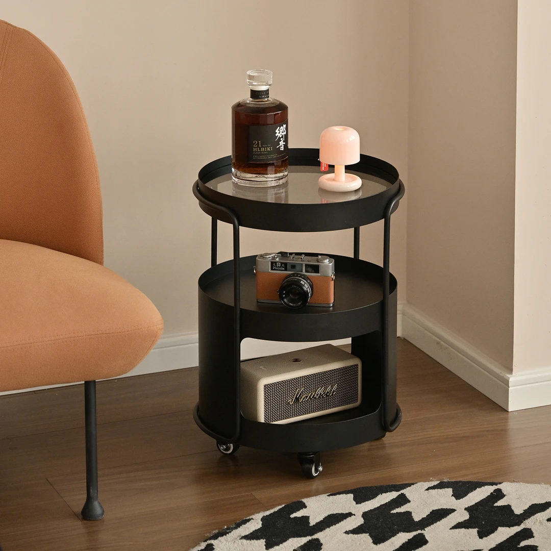 枫棠创意沙发边几可移动铁艺小桌子迷你茶几客厅圆形边桌床头圆桌