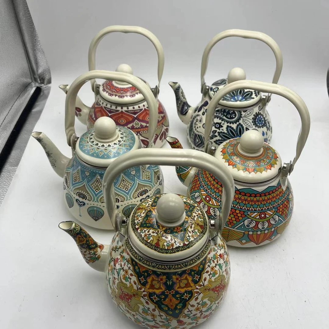 1L【花色不挑】搪瓷烧水壶茶壶油壶