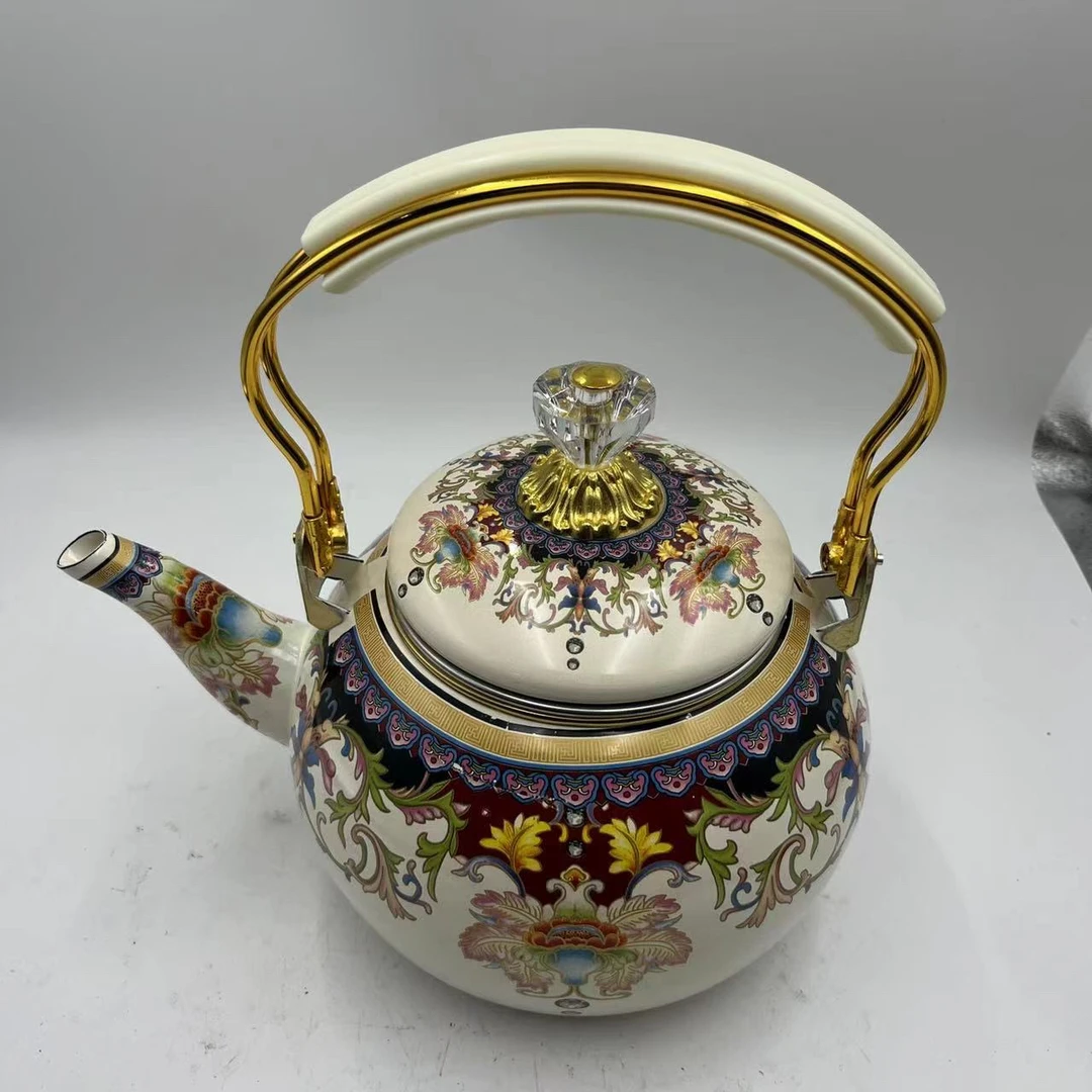 2.2L臻品珐琅搪瓷烧水壶水晶盖带滤网