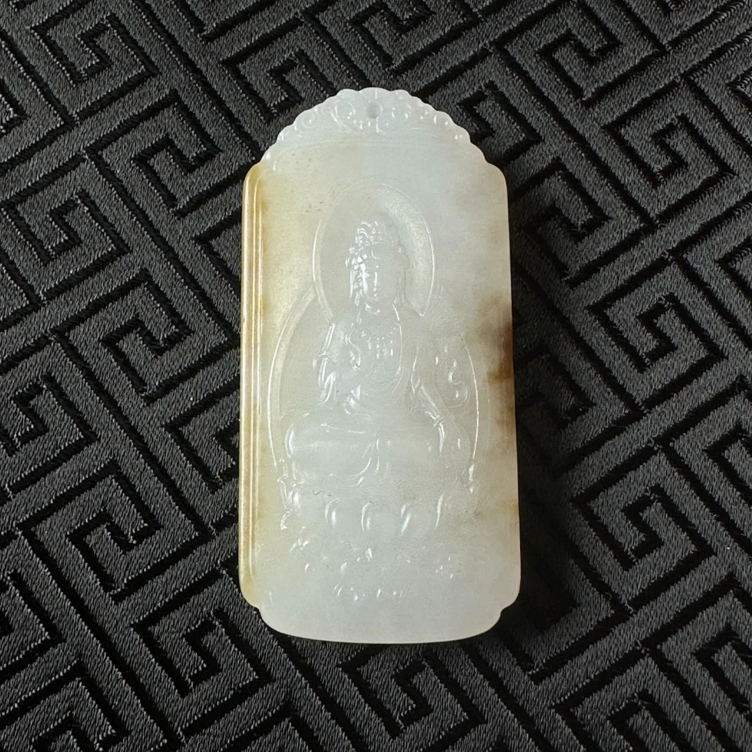【玉缘夫妇】和田玉玉观音俄料雕刻精美玉石吊坠男款白色女款男女