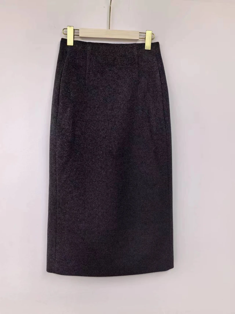 ALIZHPING新款冬季时尚通勤简约气质百搭羊毛呢半身裙P101