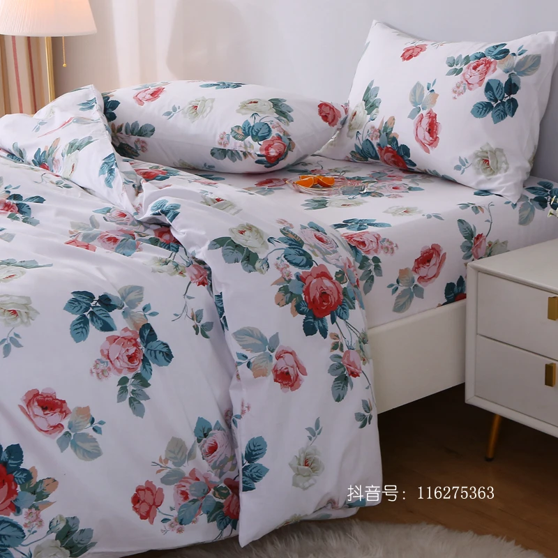 【被套】纯棉全棉100玫瑰花纯棉单件被罩单人双人大花200x230斜纹