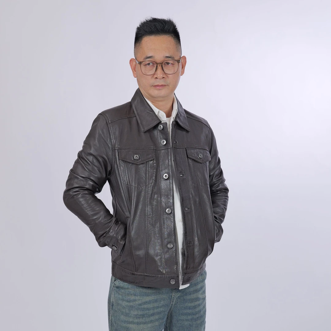 MarKhor JacKet K8006 男士高端机车蜡改翻领绵羊皮衣外套皮夹克