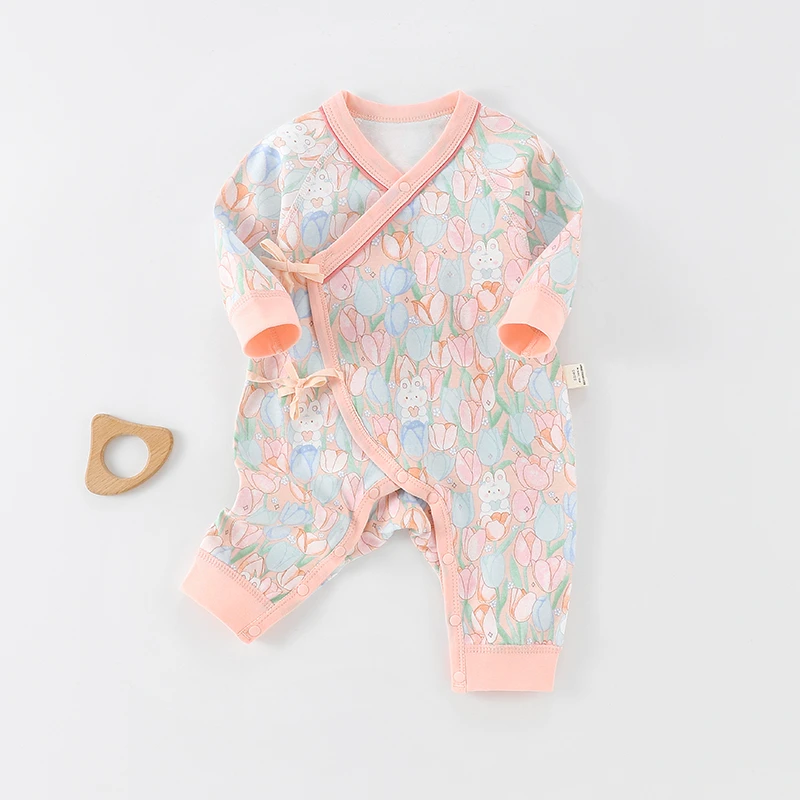（新生儿）提花小兔 宝宝四季连体蝴蝶衣简约可爱薄款