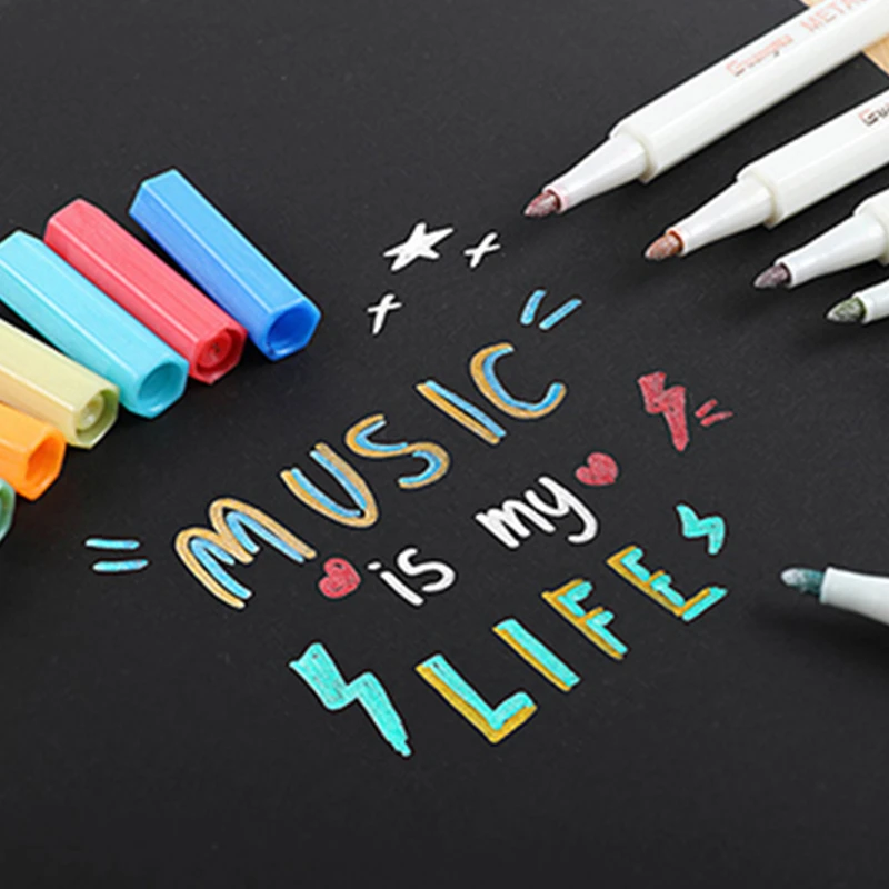 彩色创意12色金属笔成长册手工装饰材料配件diy相册涂鸦绘画工具