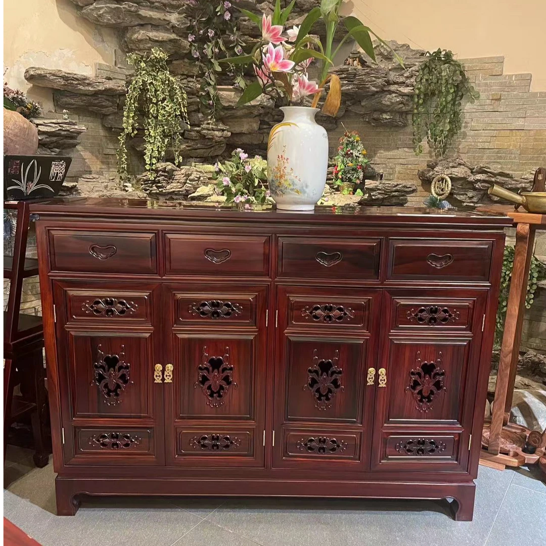 酸枝木新中式二门/三门/四门洋花鞋柜