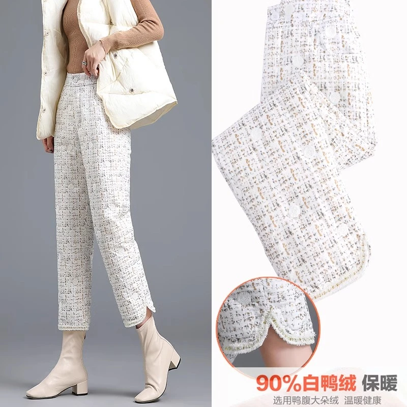 小个子羽绒裤女外穿2025年新款时尚冬加厚宽松休闲直筒棉裤九分裤