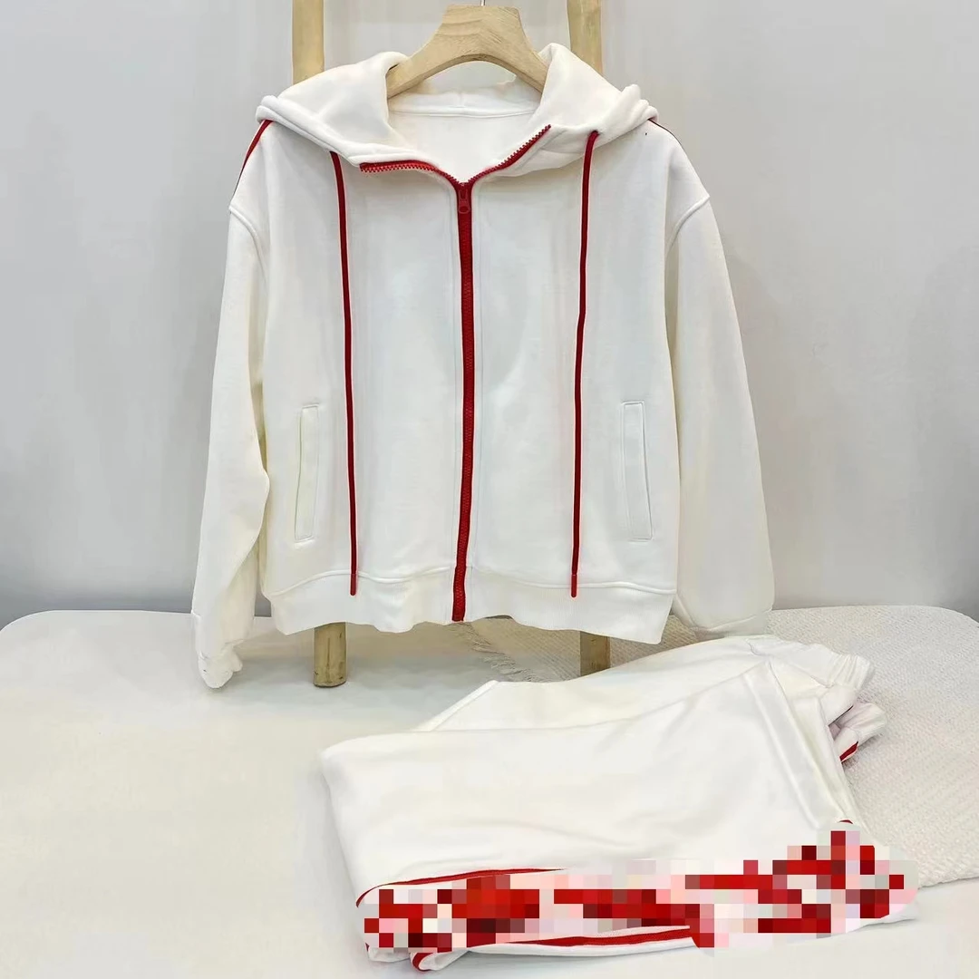 条纹撞色卫衣套装运动服显瘦休闲加绒两件套