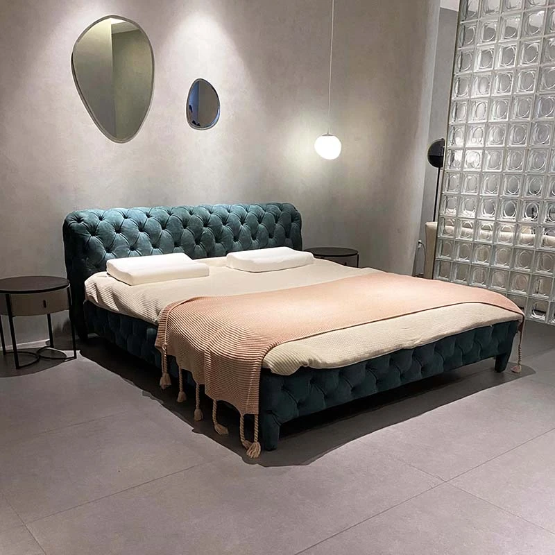 温莎之梦现代轻奢风格主卧次卧拉扣床双人床卧室高端全磨砂皮床
