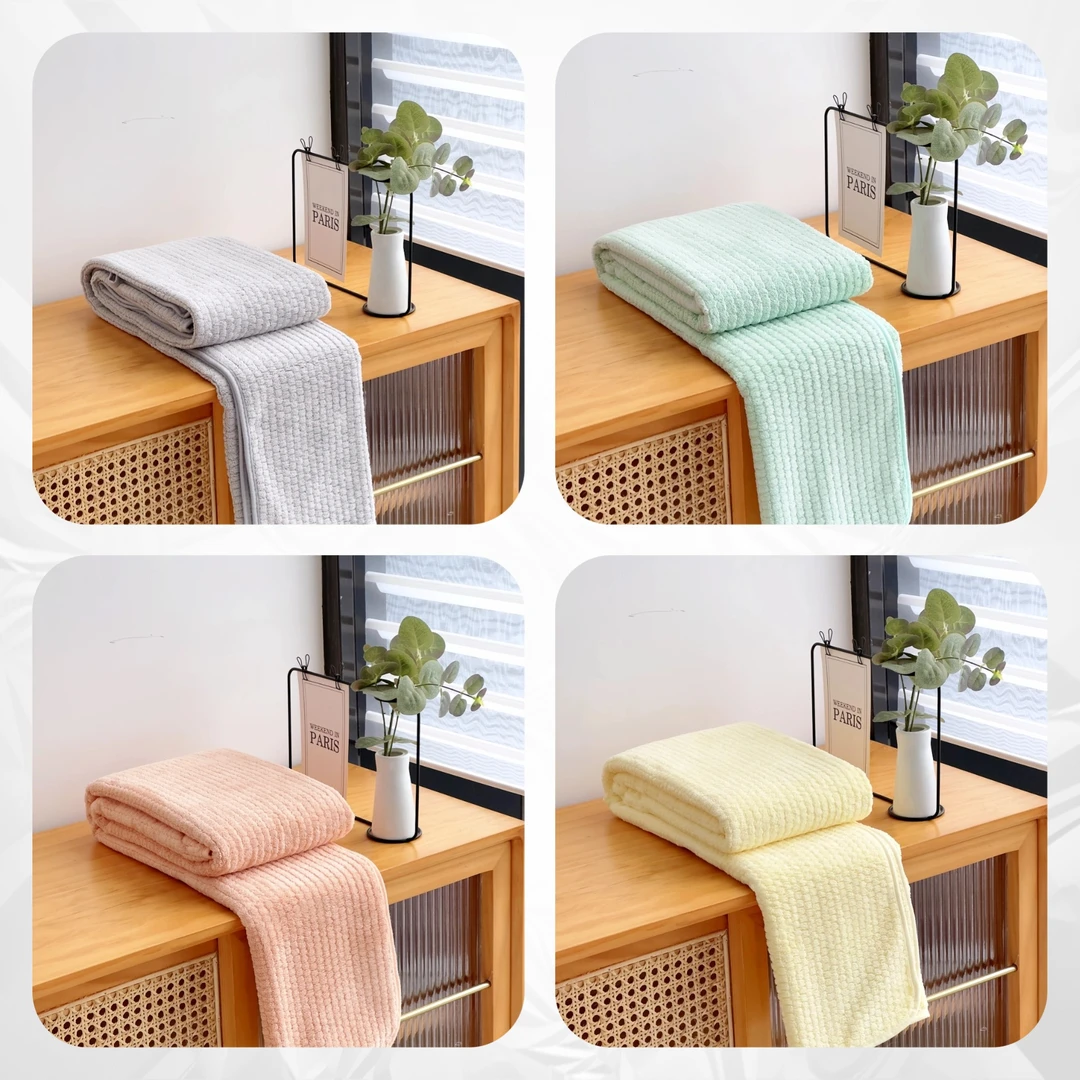 【京かわ会社】特卖品 升级款菠萝纹巨吸水加厚浴巾70*140cm 组合