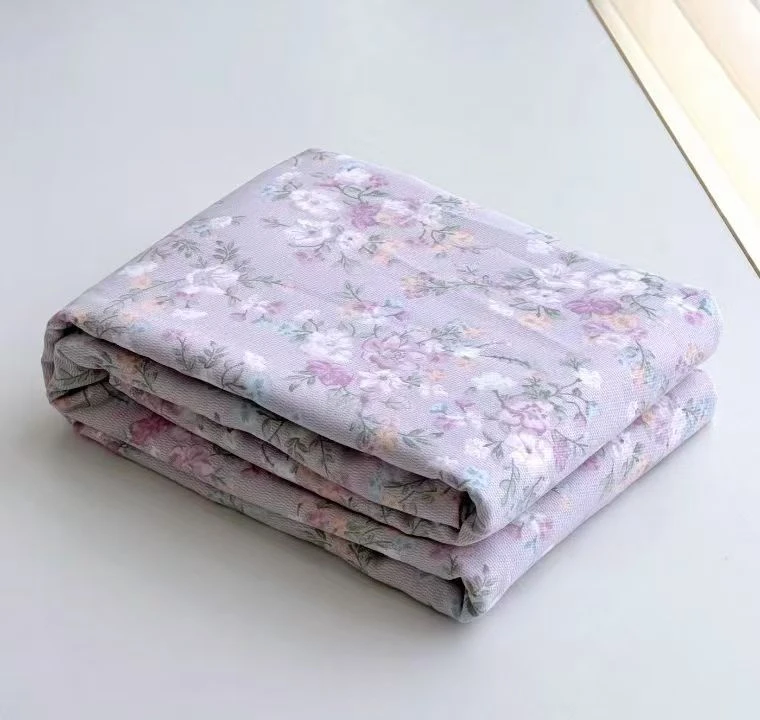 【京かわ会社】磨毛双层纱枕套一对装紫花