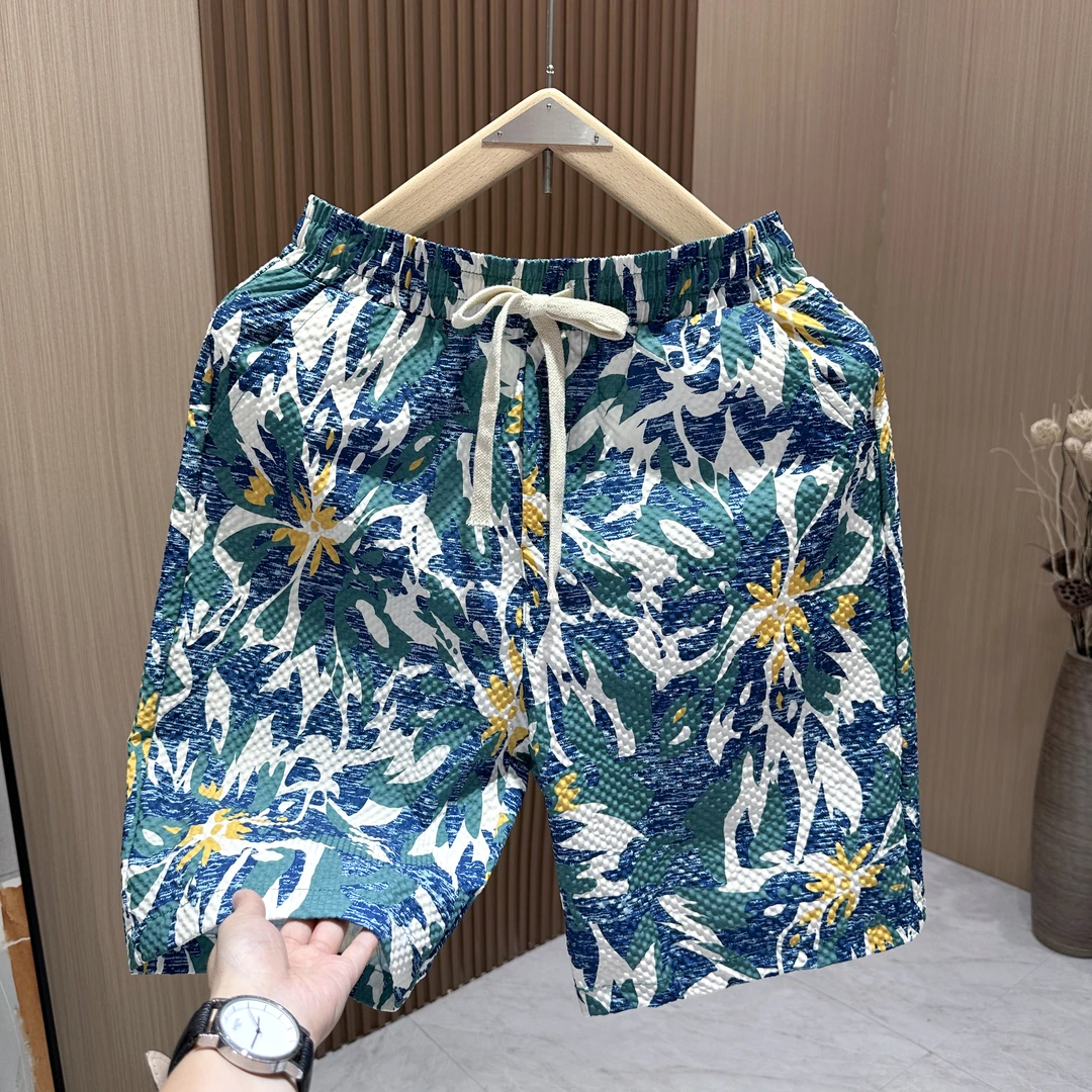 潮牌短裤男士夏季薄款休闲五分裤时尚潮流个性满花图案运动沙滩裤