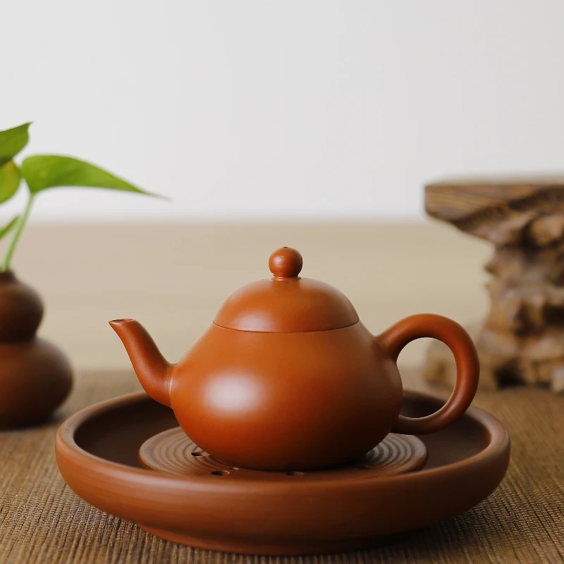 潮州手拉壶梨形壶朱泥中式茶壶非全手工功夫茶具精致家用泡茶壶
