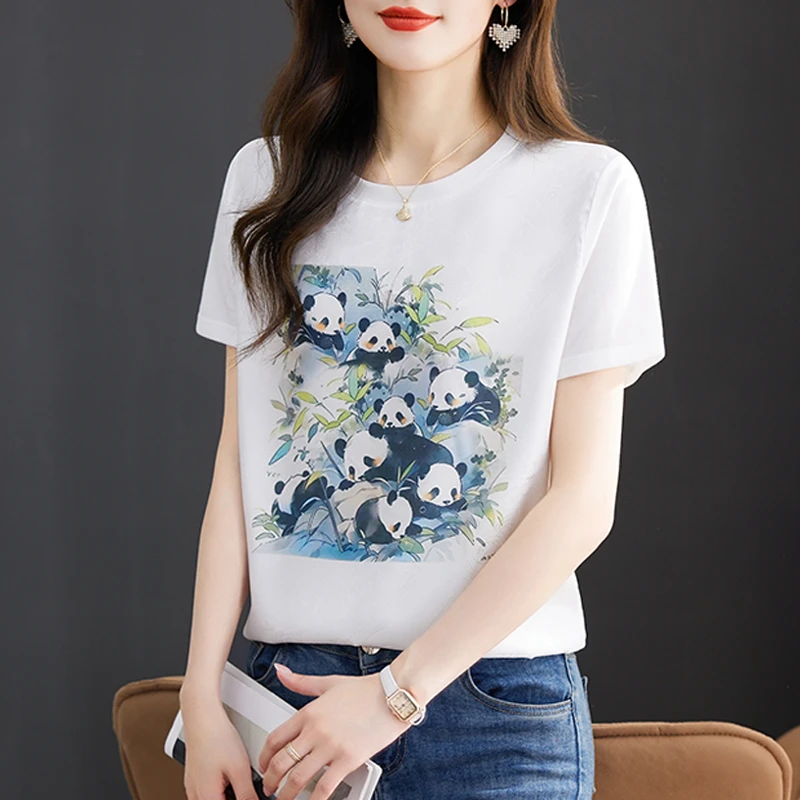 夏季丝滑缎面冰凉感珠光牛奶丝女T恤洋气AB拼接短袖1463