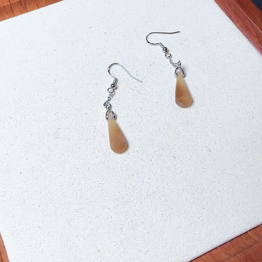 【闪购商品】和田玉耳饰未镶嵌松****ʘ