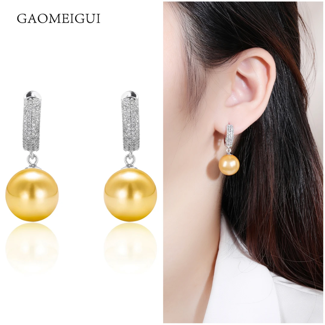 925银合成锆石耳饰 GAOMEIGUI【12mm金珠耳环】三色可选