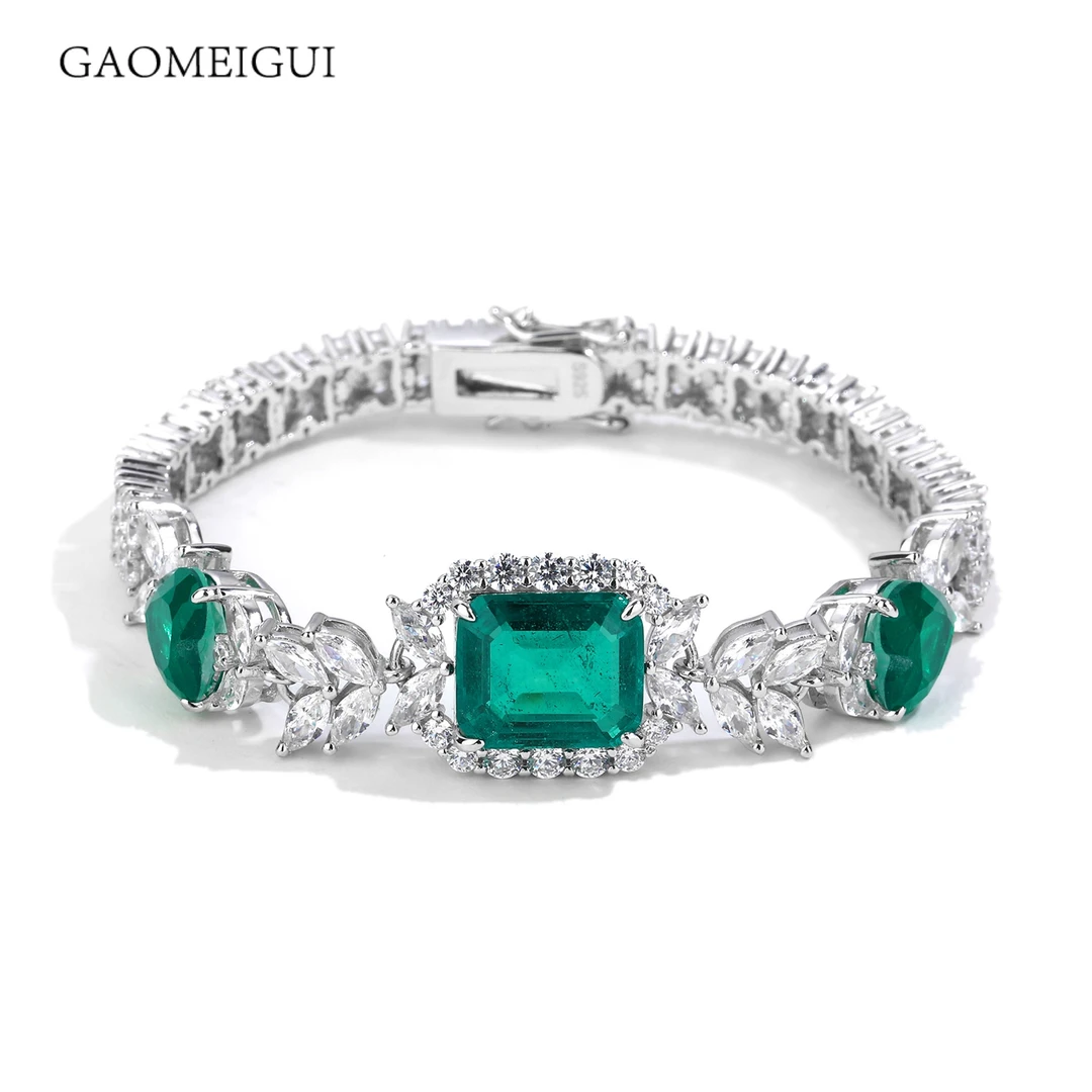 GAOMEIGUI 925银合成锆石手链 【落花倾城】贵妇手链10*12编码A051