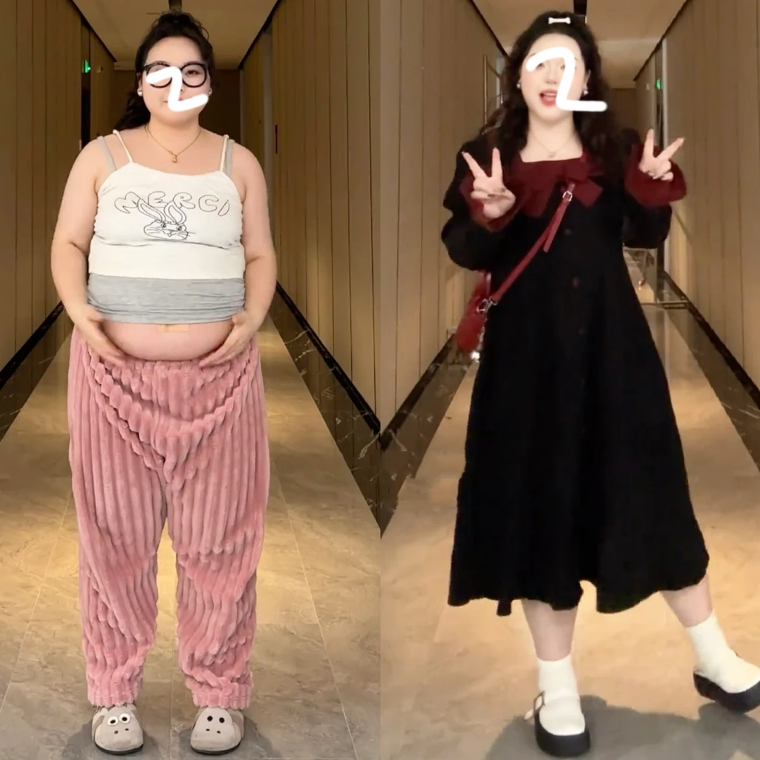 大码女装胖mm秋冬复古法式赫本风蝴蝶结连衣裙气质高级感显瘦裙子