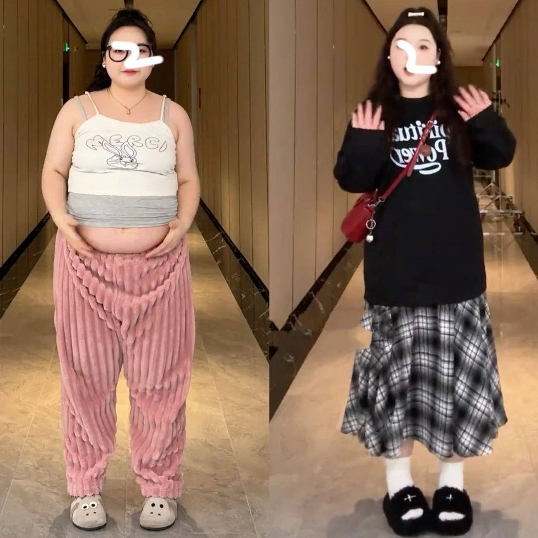 大码女装格纹拼接假两件卫衣连衣裙秋冬韩版黑色显瘦宽松长裙秋冬