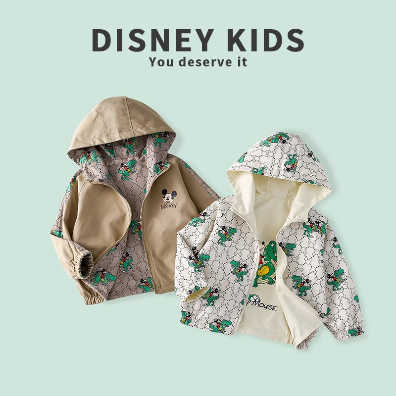 迪士尼儿童两面穿外套春季新款满印宝宝连帽衣服XOR1SW015-116