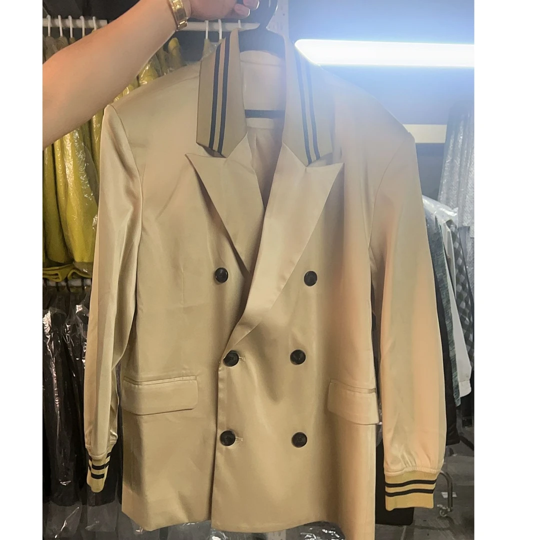 【黑标系列】设计师款潮流华夫格宽松西服上装12030