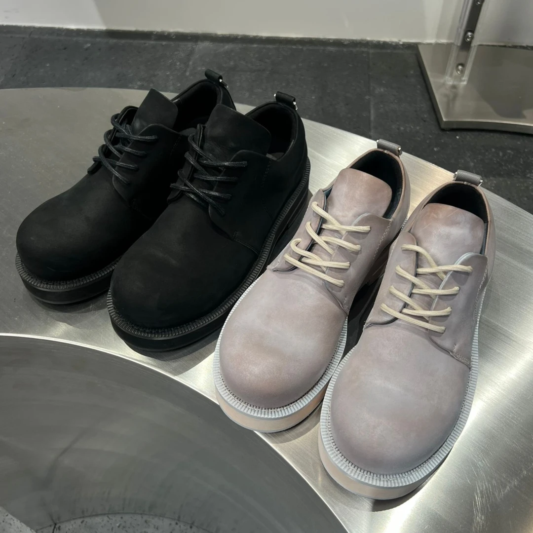【真皮德比】进口设计牛皮做旧德比低帮厚底百搭休闲通勤皮鞋男鞋