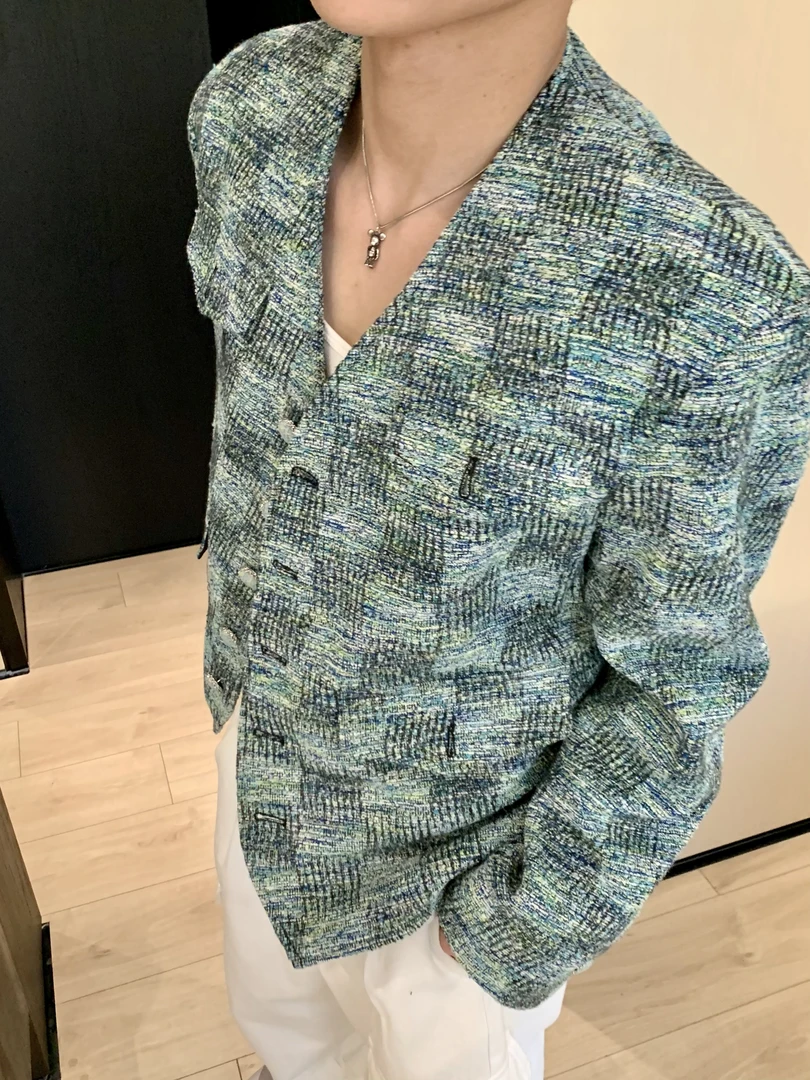 【黑标系列】定制V领小香风贵气高级感编制夹克外套34116