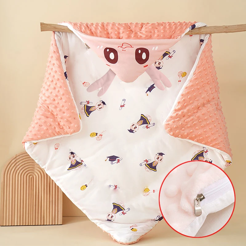 拉链款豆豆包被可脱胆新生儿豆豆抱被外出包裹婴儿豆豆绒加厚裹被