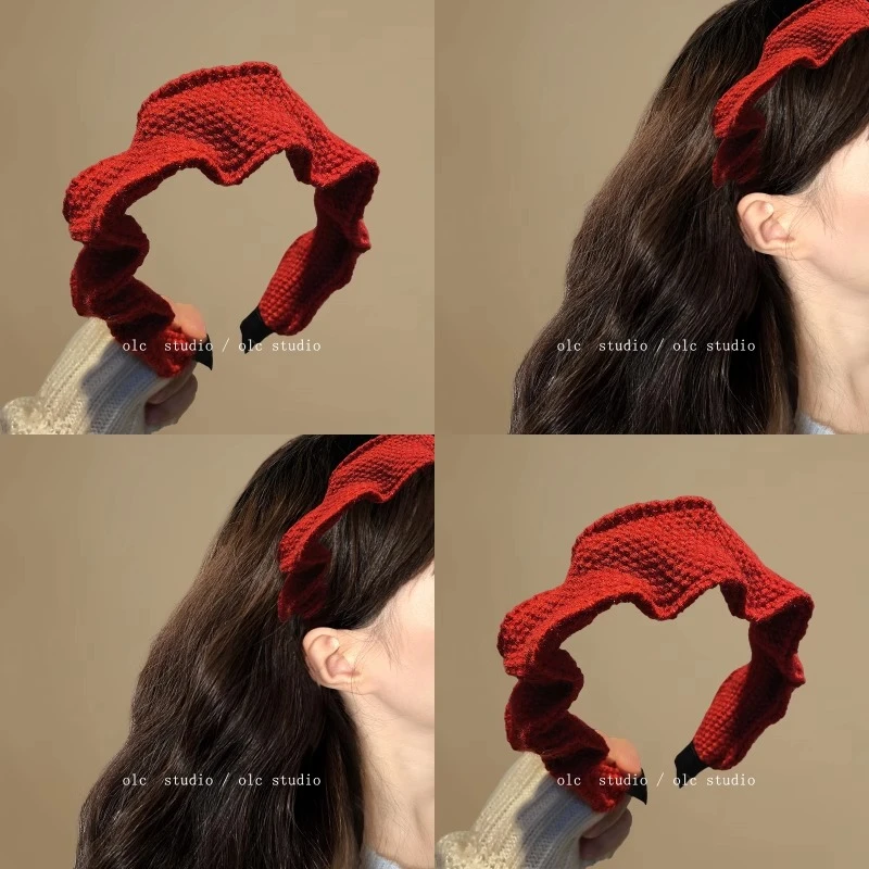 玫瑰红娇针织春季高级感红色发箍女款新款头箍复古发卡情人节发饰
