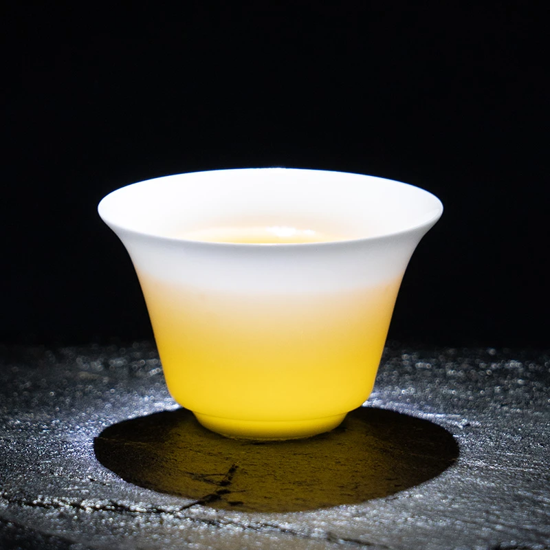 骨瓷薄胎器型工夫茶杯品茗杯闻香杯功夫茶具骨瓷马蹄杯白瓷反口杯