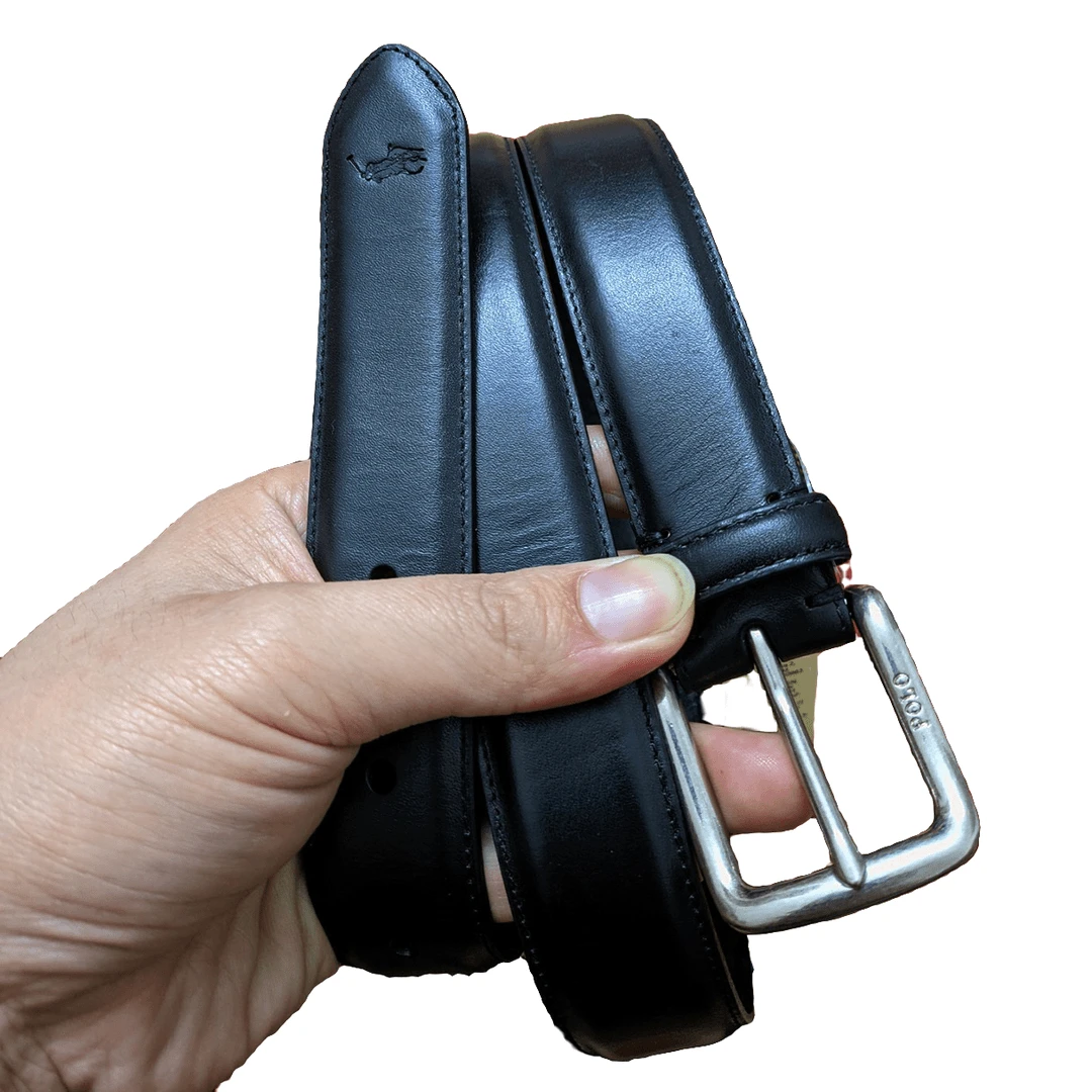 R头层小牛皮3cm窄款马标针扣真皮休闲皮带男女士正装西装腰带