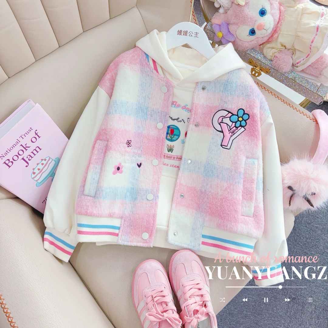 媛媛公主媛2025冬季女童中大童御寒保暖粉色外套14416Q386