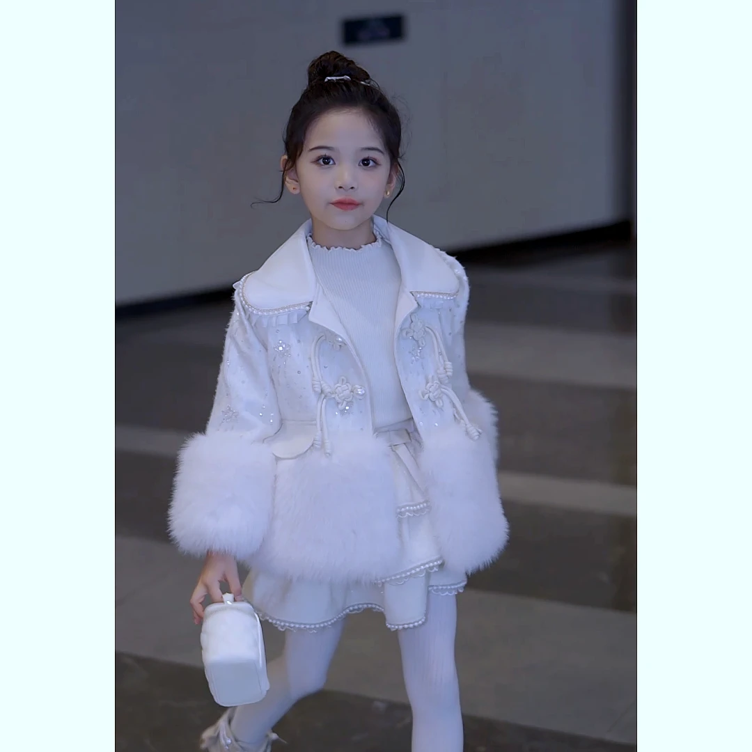 媛媛公主【珠光宝气】冬季加绒加厚萌娃穿搭国风毛毛外套13408T032