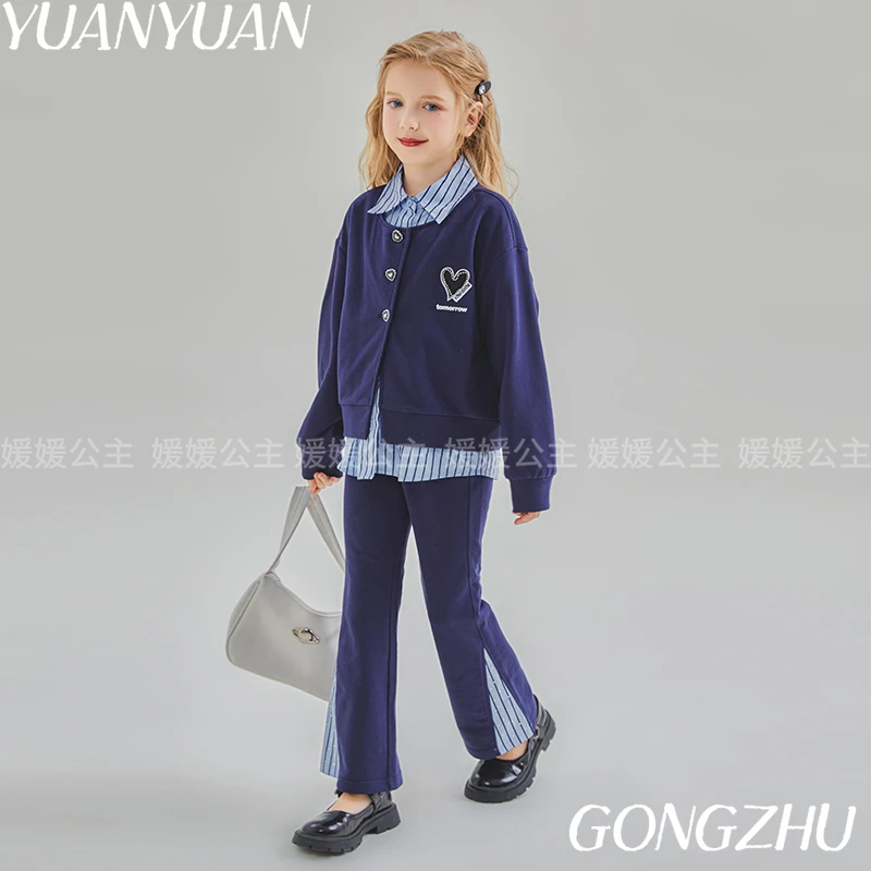 媛媛公主【现货】2024春女童中大童学院风运动套装14150Y010