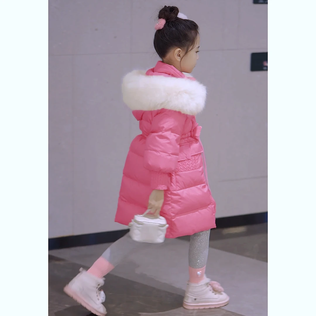 新【极寒款】冬女童大童新国标白鸭绒收腰长款羽绒服12415L086