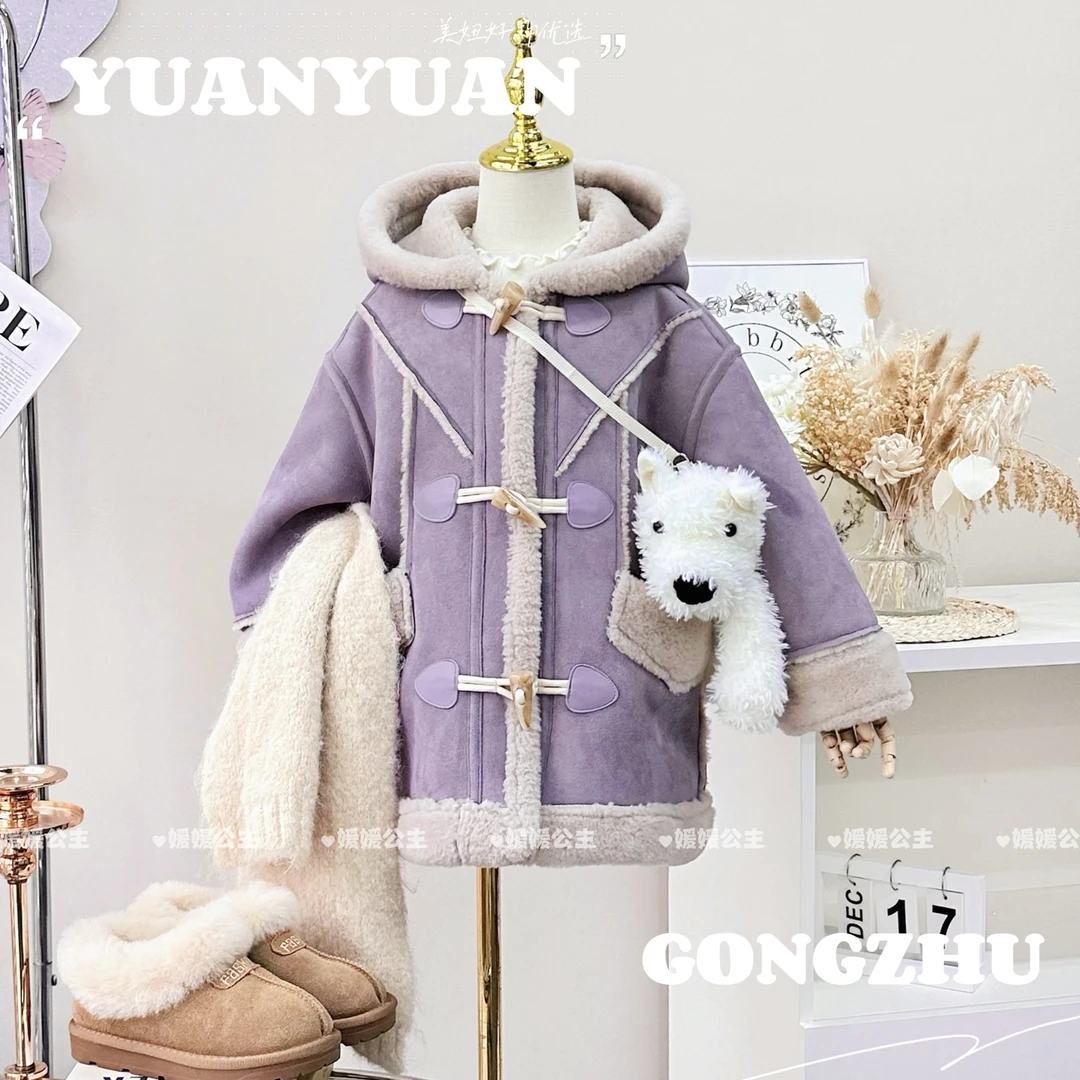 媛媛公主媛2024冬女童中大童萌娃穿搭毛毛外套14308Y399