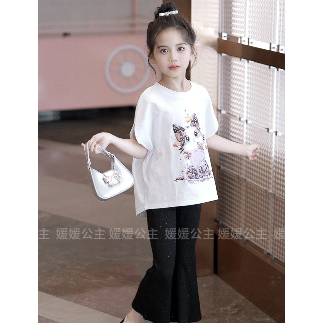 媛媛公主媛2024夏季女童中大童可爱卡通休闲T恤64201A399