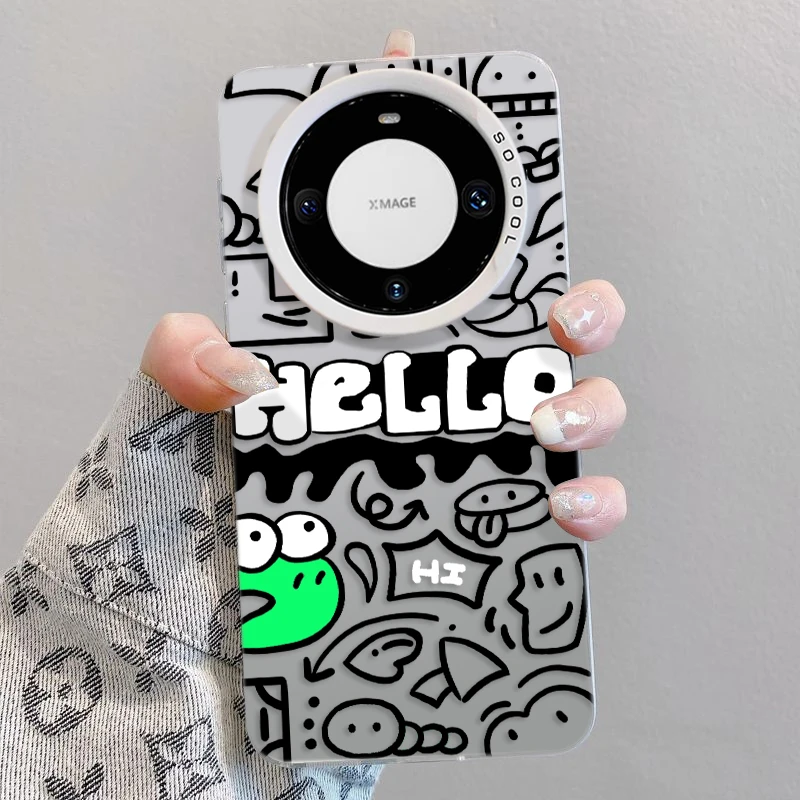 Hello涂鸦适用华为mate60手机壳pura70苹果15Promax个性iphone13x