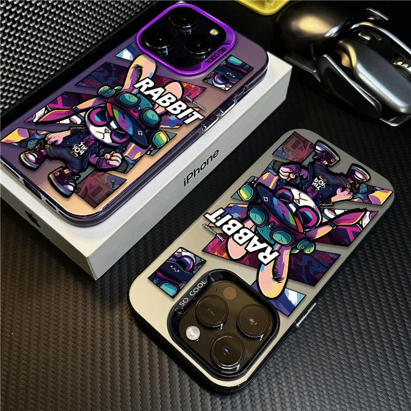 潮酷兔子适用苹果15手机壳华为mate60防摔pura70pro保护套17卡通X