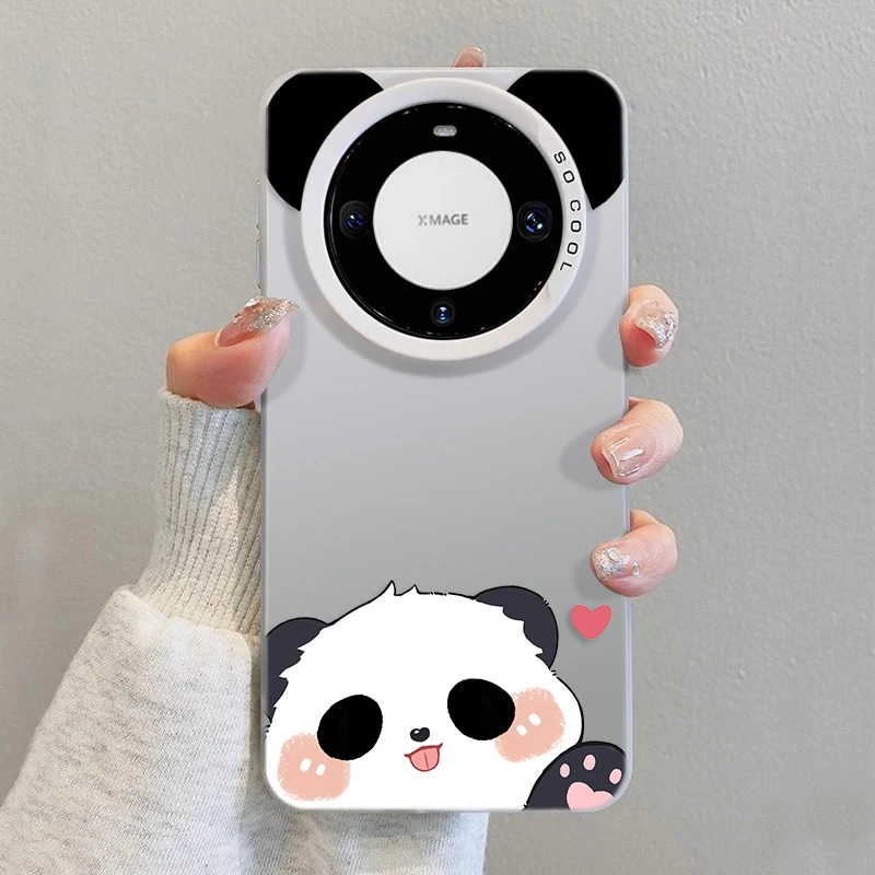挥手熊猫适用华为mate60手机壳pura70苹果15Promax女卡通iphone14